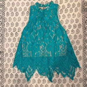 Lace over lay high neck tank